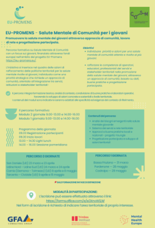 Immagine dell'articolo: EU-PROMENS: Un percorso formativo sulla salute mentale di comunità